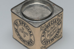 Alison Knowles. Bean Rolls. c. 1964. Metal tin with offset label, containing dried beans and 16 offset scrolls, overall: 3 1/4 × 3 1/4 × 3 1/8&#34; (8.2 x 8.2 x 8 cm). Publisher: Fluxus. The Museum of Modern Art, New York. The Gilbert and Lila Silverman Fluxus Collection Gift. © 2023 Alison Knowles