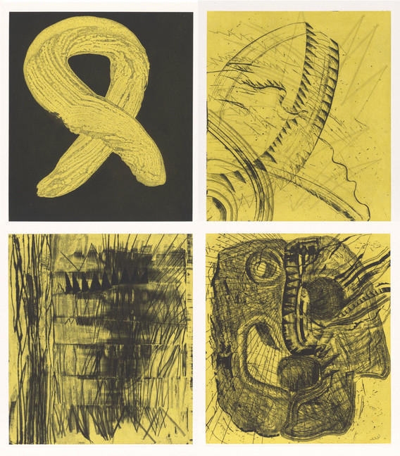 Charline von Heyl. Four untitled etchings from the portfolio Black Sun: The Brief Transit and Violent Eclipse of Harry Crosby. 2013