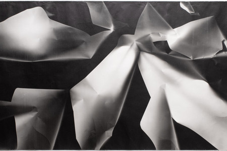 Sheila Pinkel. Folded Paper. c. 1974–82. Gelatin silver print, 51 7/8 × 103 3/8&#34; (131.8 × 262.6 cm). The Museum of Modern Art, New York. Photography Purchase Fund. © 2023 Sheila Pinkel