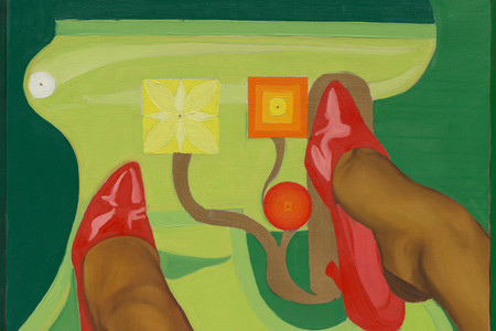Evelyne Axell. Axell-ération. 1965. Oil on canvas in artist’s frame, 22 1/16 × 26 3/8&#34; (56 × 67 cm), including painted artist’s frame. The Museum of Modern Art, New York. Gift of Steven and Alexandra Cohen. ©️ 2023 Evelyne Axell/Artists Rights Society (ARS), New York