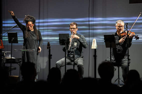 Simultaneous, August 3, 2023. Pictured, from left: Pamela Z, Kyle Bruckmann, Charlton Lee