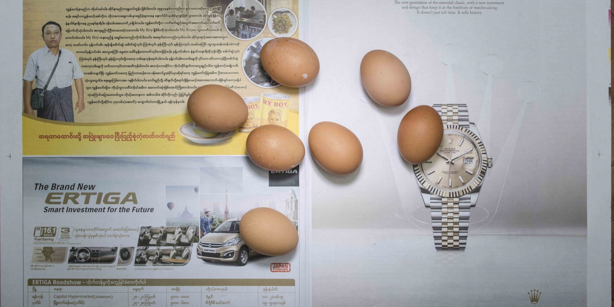 Chow and Lin (Stefen Chow, Huiyi Lin). The Poverty Line (Eggs) (Myanmar). 2010–20. Inkjet print, each: 15 9/16 × 22 13/16&#34; (39.5 × 58 cm). The Museum of Modern Art, New York. Gift of the Fund for the Twenty-first Century and Committee on Architecture and Design Funds