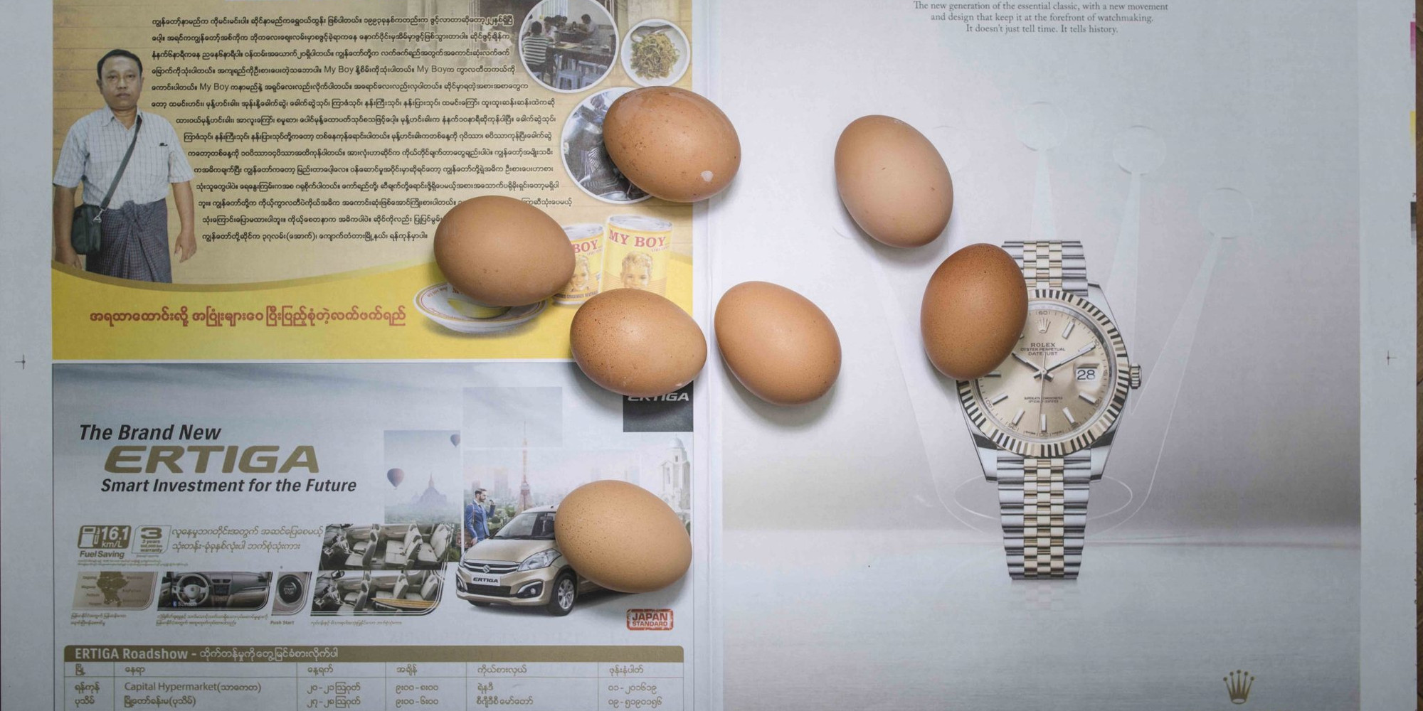 Chow and Lin (Stefen Chow, Huiyi Lin). The Poverty Line (Eggs) (Myanmar). 2010–20. Inkjet print, each: 15 9/16 × 22 13/16" (39.5 × 58 cm). The Museum of Modern Art, New York. Gift of the Fund for the Twenty-first Century and Committee on Architecture and Design Funds