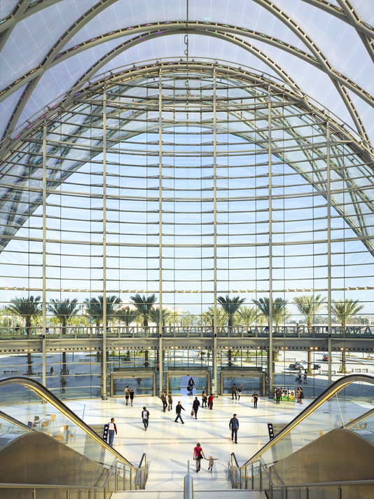 Anaheim Regional Intermodal Transportation Center. Platlinum Certified LEED (Leadership in Energy and Environmental Design) building. 2014