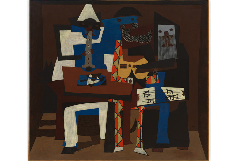 Pablo Picasso. Three Musicians. Fontainebleau, 1921. Oil on canvas. The Museum of Modern Art, New York. Mrs. Simon Guggenheim Fund. © 2024 Estate of Pablo Picasso/Artists Rights Society (ARS), New York