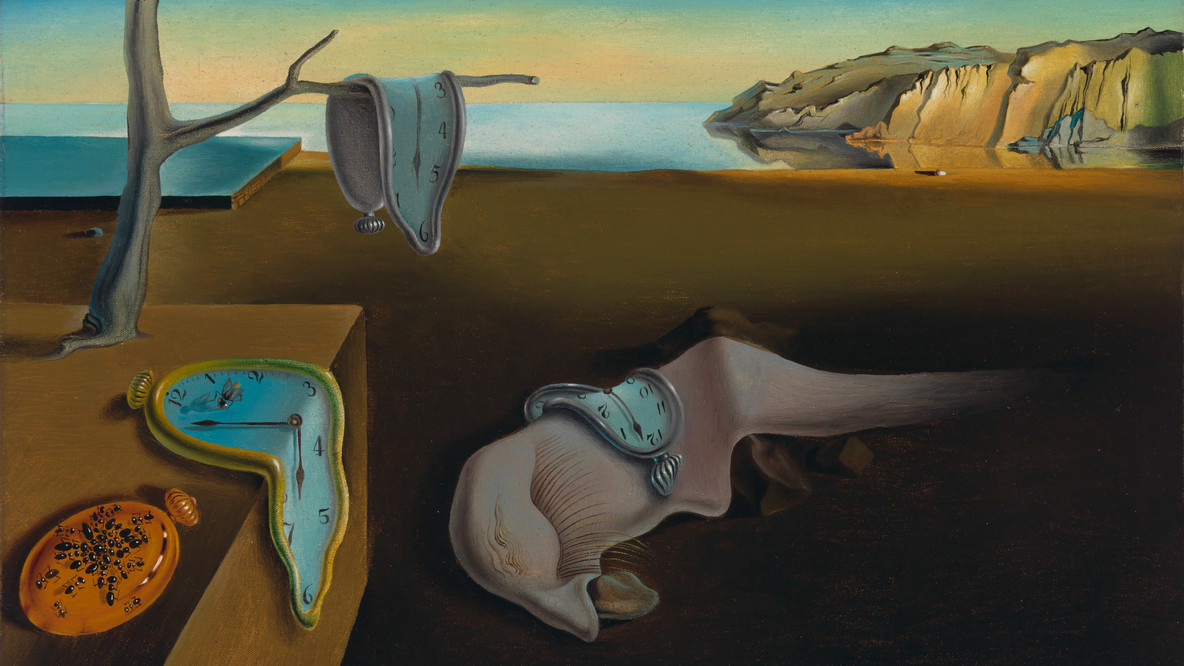 Salvador Dalí. The Persistence of Memory. 1931. Oil on canvas, 9 1/2 × 13&#34; (24.1 × 33 cm). Given anonymously. © 2024 Salvador Dalí, Gala-Salvador Dalí Foundation/Artists Rights Society (ARS), New York