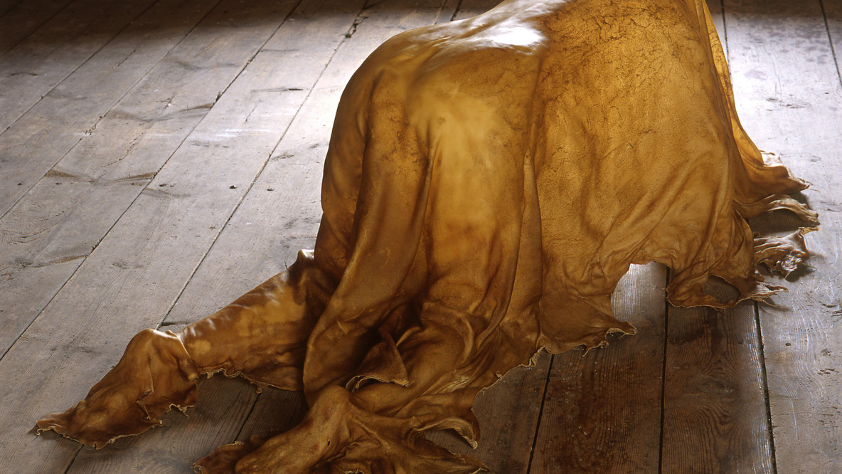 Janine Antoni. Saddle. 2000. Rawhide, 25 1/2 × 32 1/2 × 78 1/2&#34; (64.8 × 82.6 × 199.4 cm). The Museum of Modern Art, New York. Gift of Agnes Gund