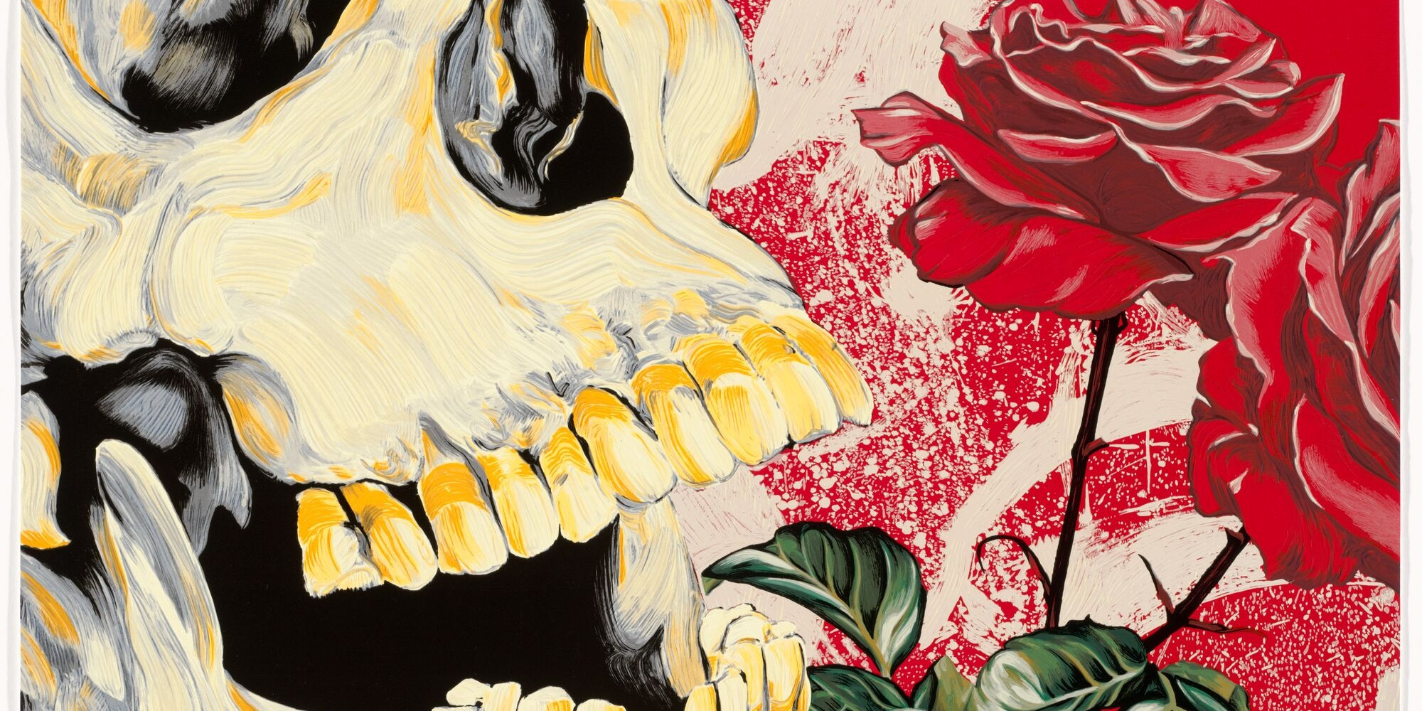 John Newsom. Smell the Roses from 2006: Trance/Borders. 2006. Screenprint from a portfolio of three digital prints (one with screenprint), and four screenprints (including cover), some with collage additions, composition and sheet: 22 1/16 x 30&#34; (56 x 76.2 cm). Publisher: Exit Art, New York. Printer: Fine Art Printing LTD. Edition: 50. The Museum of Modern Art, New York. Gift of Agnes Gund. © 2024 John Newsom