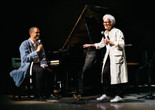 Joan Jonas and Jason Moran. Modern Working Together: A Lecture Demonstration. 2018. Performance view, Tate Modern, London, 2018. Photo: Lewis Ronald. ©️ 2024 Joan Jonas/Artists Rights Society (ARS), New York