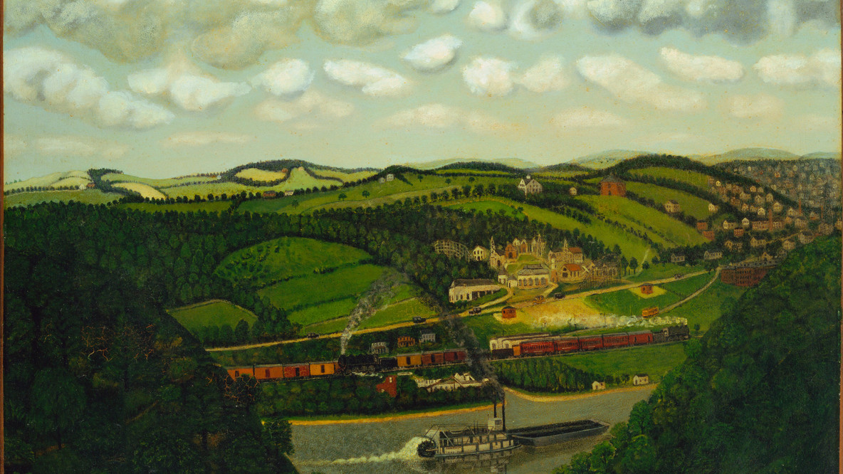 John Kane. Through Coleman Hollow up the Allegheny Valley. c. 1928. Oil on canvas, 30 x 38 5/8&#34; (76.2 x 98.1 cm). Given anonymously
