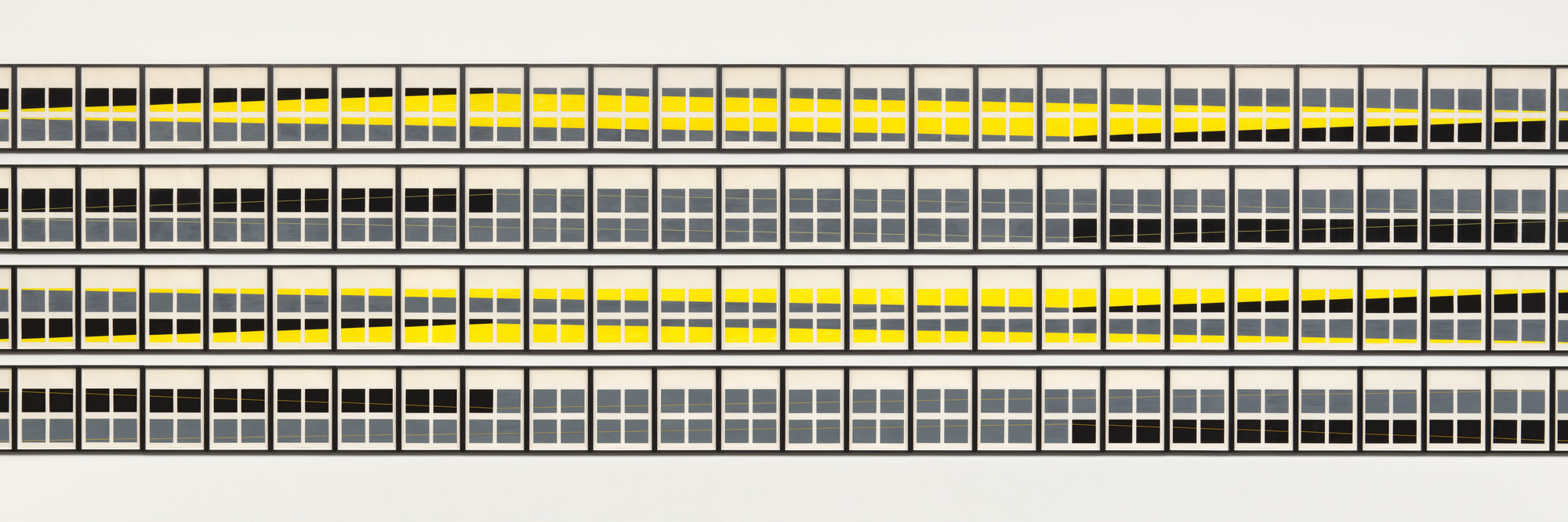 Isa Genzken. Parallelograms (Parallelogramme). 1975. Gouache and pencil on 112 sheets of paper, sheet (each): 11 11/16 × 8 1/4&#34; (29.7 × 21 cm). The Museum of Modern Art, New York. Committee on Drawings Funds and The Modern Women’s Fund. ©️ 2024 Isa Genzken