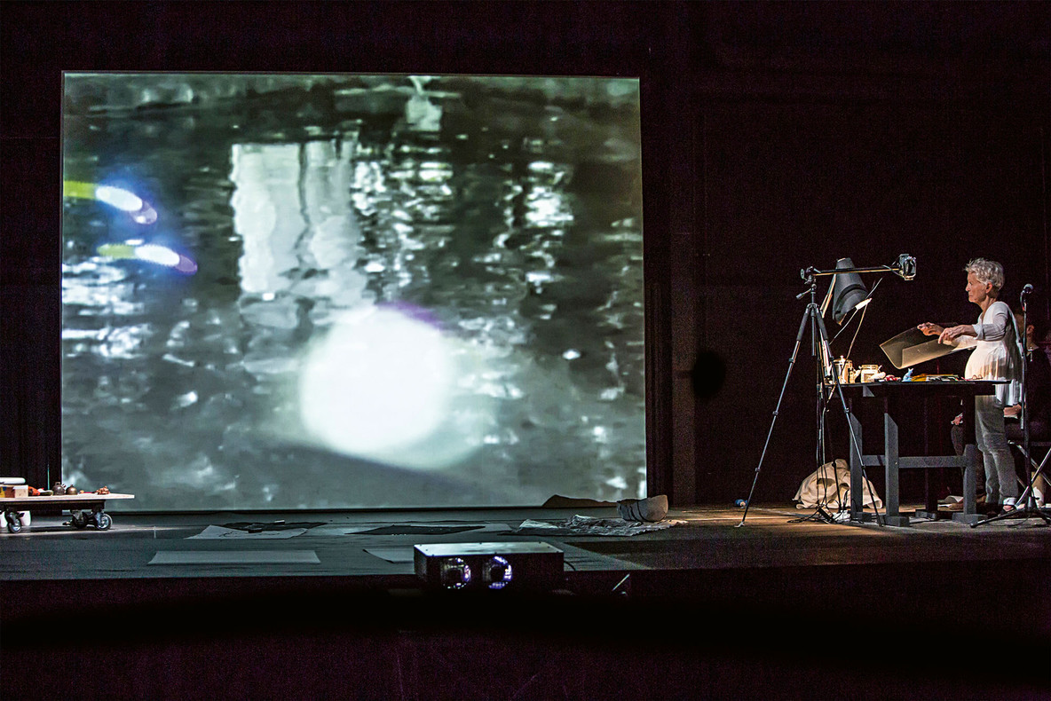 Joan Jonas. Reanimation. 2010/2012/2013. Performance view, Joan Jonas: Light Time Tales, Pirelli HangarBicocca, Milan, 2014. Photo: Moira Ricci