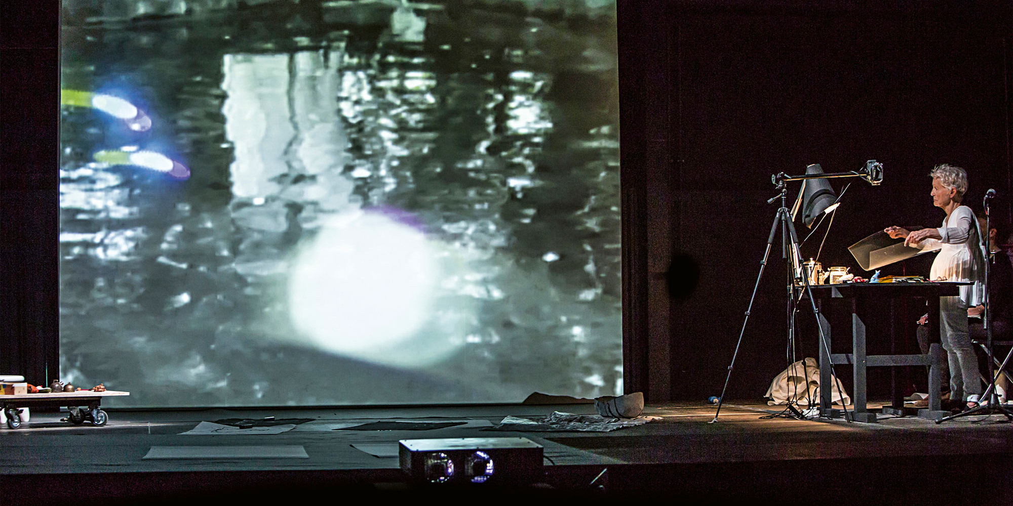Joan Jonas. Reanimation. 2010/2012/2013. Performance view, Joan Jonas: Light Time Tales, Pirelli HangarBicocca, Milan, 2014. Photo: Moira Ricci