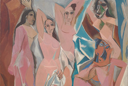 Pablo Picasso. Les Demoiselles d’Avignon. 1907. Oil on canvas, 8&#39; × 7&#39; 8&#34; (243.9 × 233.7 cm). The Museum of Modern Art, New York. Acquired through the Lillie P. Bliss Bequest (by exchange). © 2024 Estate of Pablo Picasso/Artists Rights Society (ARS), New York