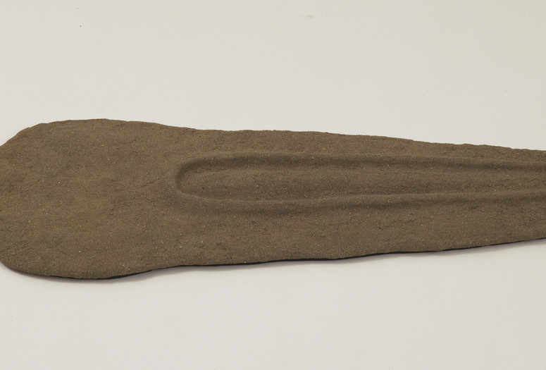 Ana Mendieta. Nile Born. 1984. Sand and binder on wood, 2 3/4 × 19 1/4 × 61 1/2&#34; (7 × 48.9 × 156.2 cm). Gift of Agnes Gund. © 2024 Estate of Ana Mendieta Collection