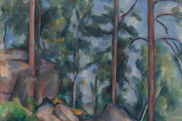 Paul Cézanne. Pines and Rocks (Fontainebleau?). c. 1897. Oil on canvas, 32 × 25 3/4&#34; (81.3 × 65.4 cm). The Museum of Modern Art, New York. Lillie P. Bliss Collection