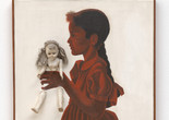 Adrian Piper. Self-Portrait at Age 5 with Doll. 1966. Oil on canvas, doll, 30 1/2 × 20 5/8 × 4 1/2&#34; (77.5 × 52.4 × 11.4 cm). Gift of Lonti Ebers. © 2024 Adrian Piper