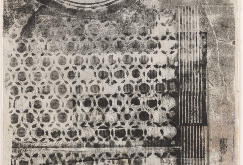Sari Dienes. Soho Sidewalk. c. 1953–55. Ink rubbing on Webril, 80 × 38 1/2" (203.2 × 97.8 cm). The Museum of Modern Art, New York. Acquired through the generosity of Mary M. and Sash A. Spencer and The Modern Women’s Fund. ©️ 2024 Estate of Sari Dienes/Licensed by VAGA, New York, NY