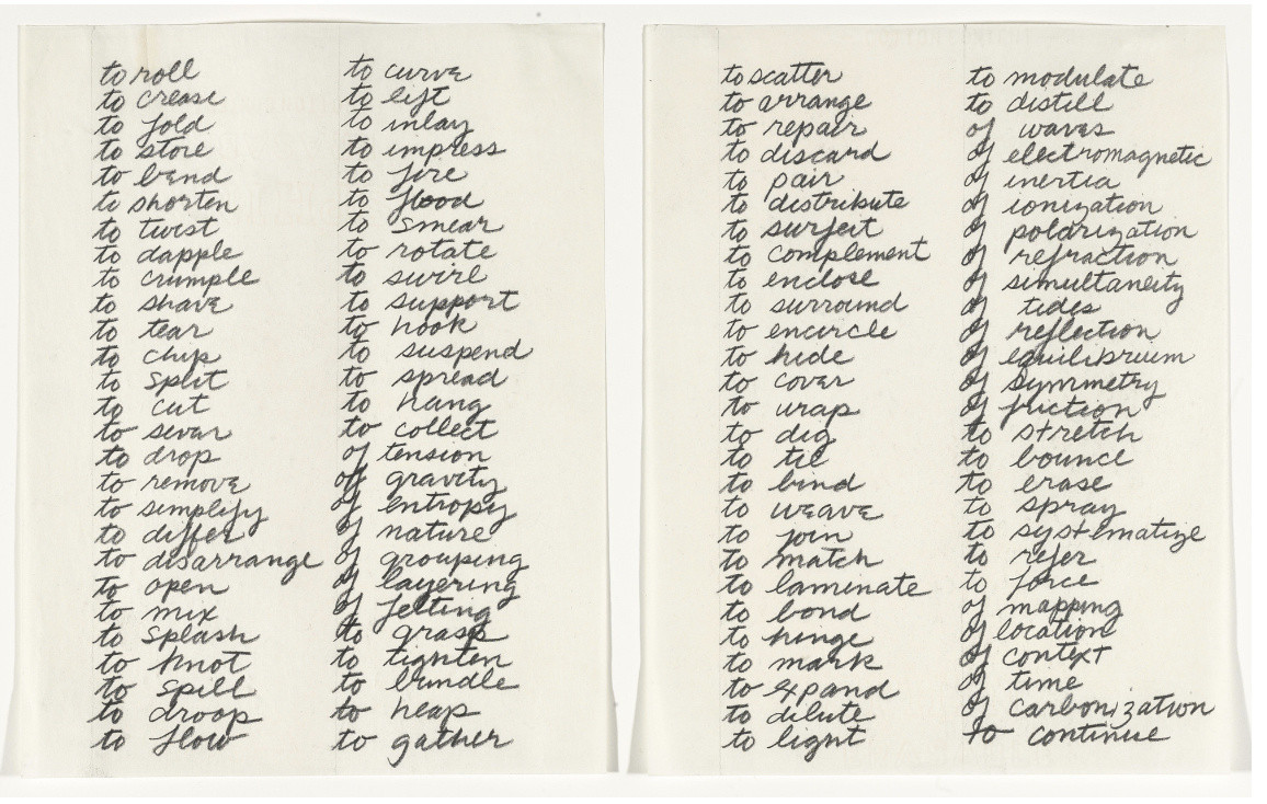 Richard Serra. Verb List. 1967