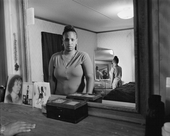 LaToya Ruby Frazier. Self-Portrait with Shea and Her Daughter Zion in the Bedroom Mirror, Newton, Mississippi, from the series Flint Is Family, Part II. 2017