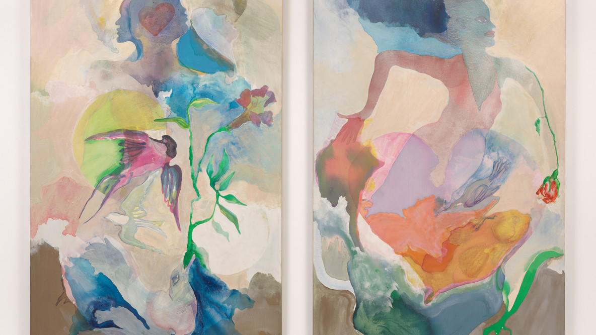 Suzanne Jackson. Wind and Water. 1975. Acrylic paint and pencil on canvas, two panels, Each panel: 97 × 60&#34; (246.4 × 152.4 cm). Acquired through the generosity of The Modern Women’s Fund, Alice and Tom Tisch, Anne and Joel Ehrenkranz, Marie-Josée and Henry R. Kravis, Michael S. Ovitz, Ronnie F. Heyman, and Pamela J. Joyner and Alfred J. Giuffrida. © 20YY Suzanne Jackson. Courtesy of the Artist and Ortuzar Projects, New York