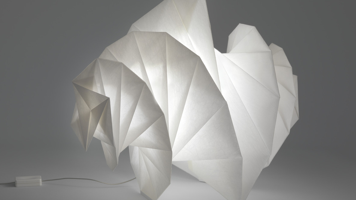 Issey Miyake. IN-EI Mendori. 2011. Artemide S.p.A., Milan, Italy. PET fabric and LEDs, 17 5/16 x 18 7/8 x 19 11/16&#34; (44 x 48 x 50 cm). Gift of the manufacturer
