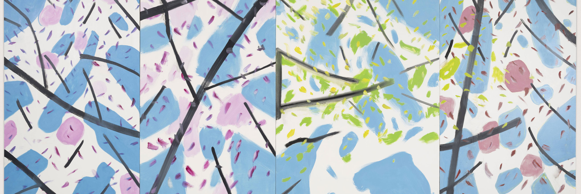 Alex Katz. Spring. 2023–24. Oil on linen, overall: 120 × 252&#34; (304.8 × 640.1 cm). © Alex Katz/Artists Rights Society (ARS), NY. Courtesy of the artist and Gladstone Gallery. Photo: David Regen