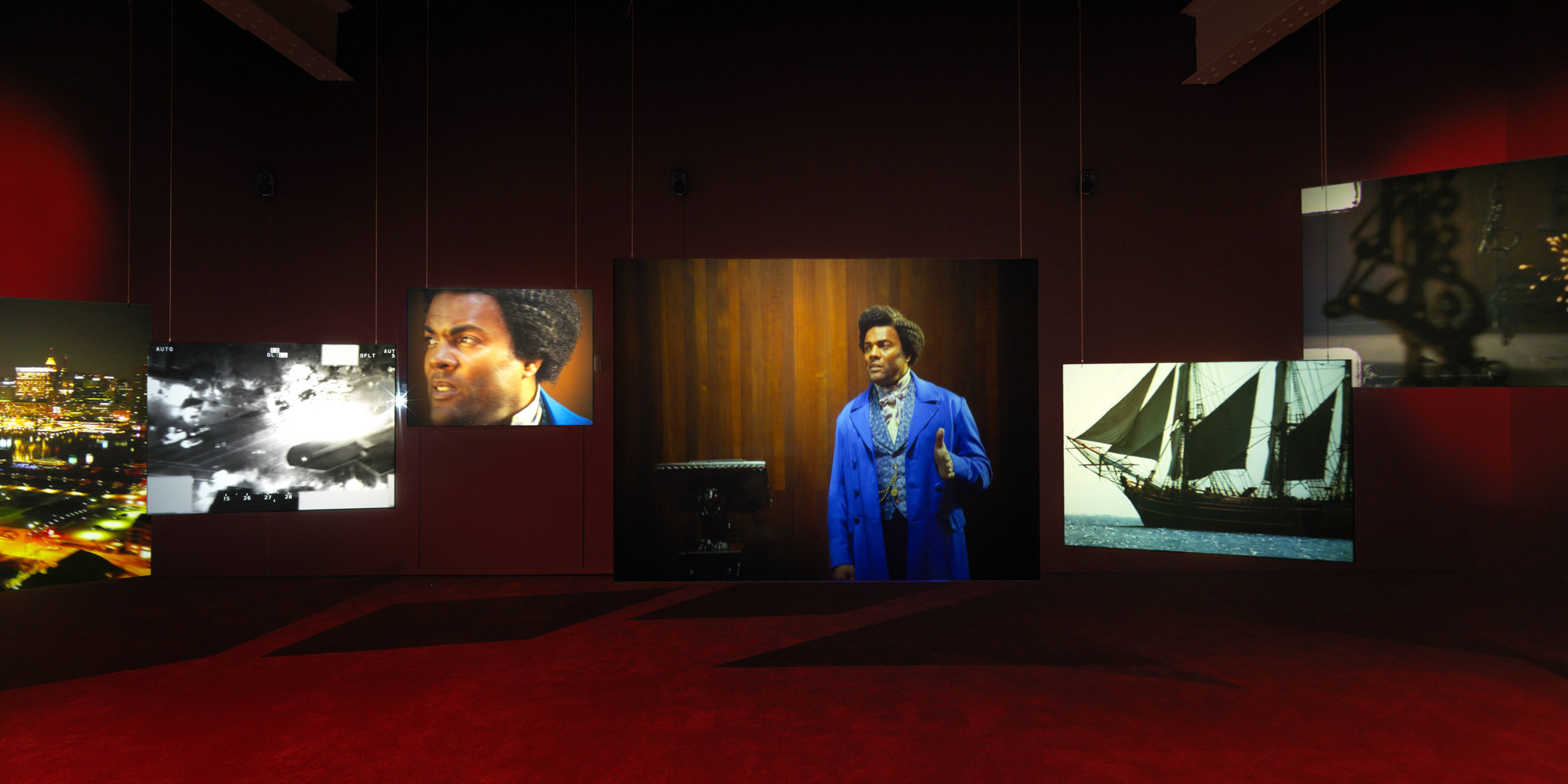 Installation view, Isaac Julien: Lessons of the Hour, The Museum of Modern Art, New York, May 19–September 28, 2024. Photo: Emile Askey. Digital image © 2024 The Museum of Modern Art, New York