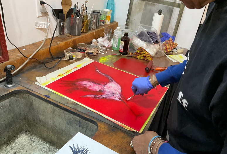 Taller Boricua printmaker Felix Plaza, 2024. Photo: James Cuebas