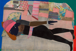 Romare Bearden. Patchwork Quilt. 1970. Cut-and-pasted fabrics, paper, and gelatin silver print with acrylic on board, 35 3/4 x 47 7/8&#34; (90.9 x 121.6 cm). The Museum of Modern Art, New York. Blanchette Hooker Rockefeller Fund
