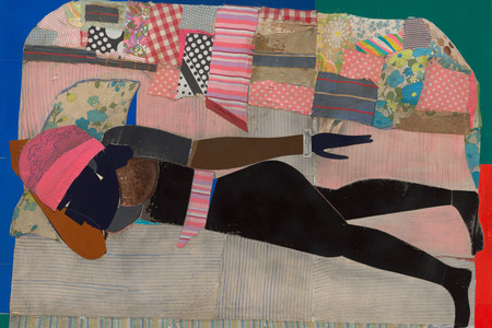 Romare Bearden. Patchwork Quilt. 1970. Cut-and-pasted fabrics, paper, and gelatin silver print with acrylic on board, 35 3/4 x 47 7/8&#34; (90.9 x 121.6 cm). The Museum of Modern Art, New York. Blanchette Hooker Rockefeller Fund