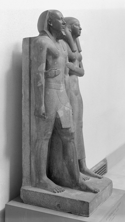 Statue of King Menkaura (Mycerinus) and queen. Egyptian, reign of Menkaura, 2490–72 BCE