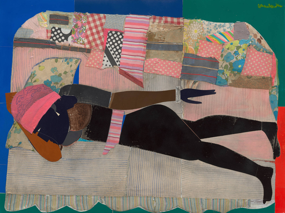 Romare Bearden. Patchwork Quilt. 1970. Cut-and-pasted fabrics, paper, and gelatin silver print with acrylic on board