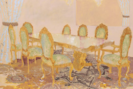 Mohammed Sami. The Execution Room. 2022. Acrylic on linen, 8 1/2 × 11 1/2&#39; (259.1 × 350.5 cm). The Museum of Modern Art, New York. Gift of Lonti Ebers in honor of Glenn Lowry. © 2024 Mohammed Sami