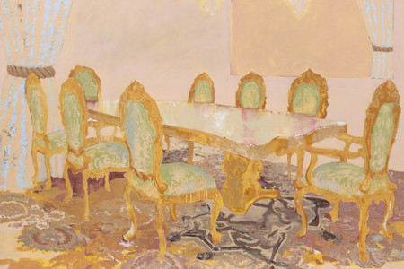 Mohammed Sami. The Execution Room. 2022. Acrylic on linen, 8 1/2 × 11 1/2&#39; (259.1 × 350.5 cm). The Museum of Modern Art, New York. Gift of Lonti Ebers in honor of Glenn Lowry. © 2024 Mohammed Sami