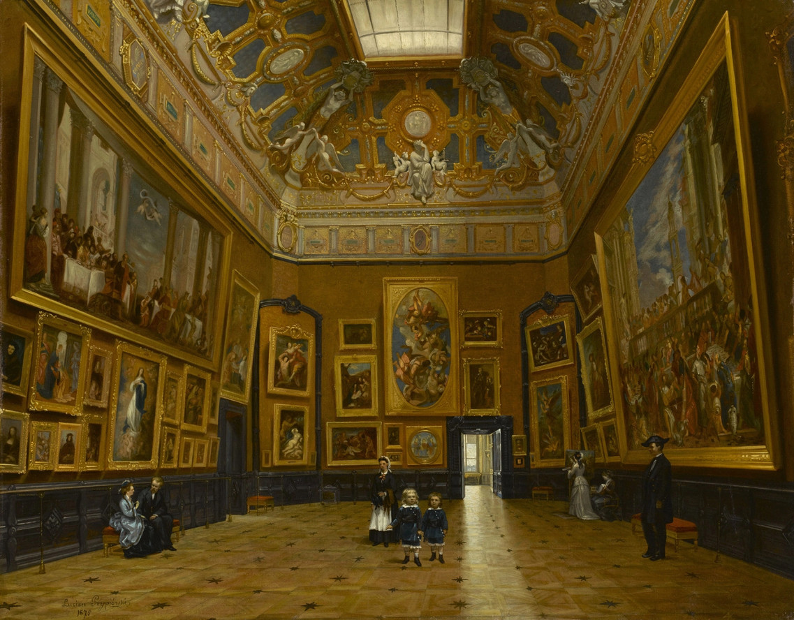 K. Lucjan Przepiórski. The Salon Carré in the Louvre. 1875