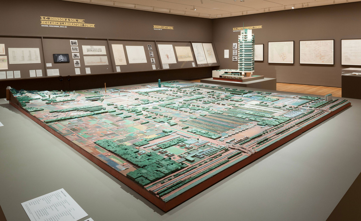 Frank Lloyd Wright. Broadacre City relief model. Installation view of Frank Lloyd Wright and the City: Density vs. Dispersal, The Museum of Modern Art, New York, 2014