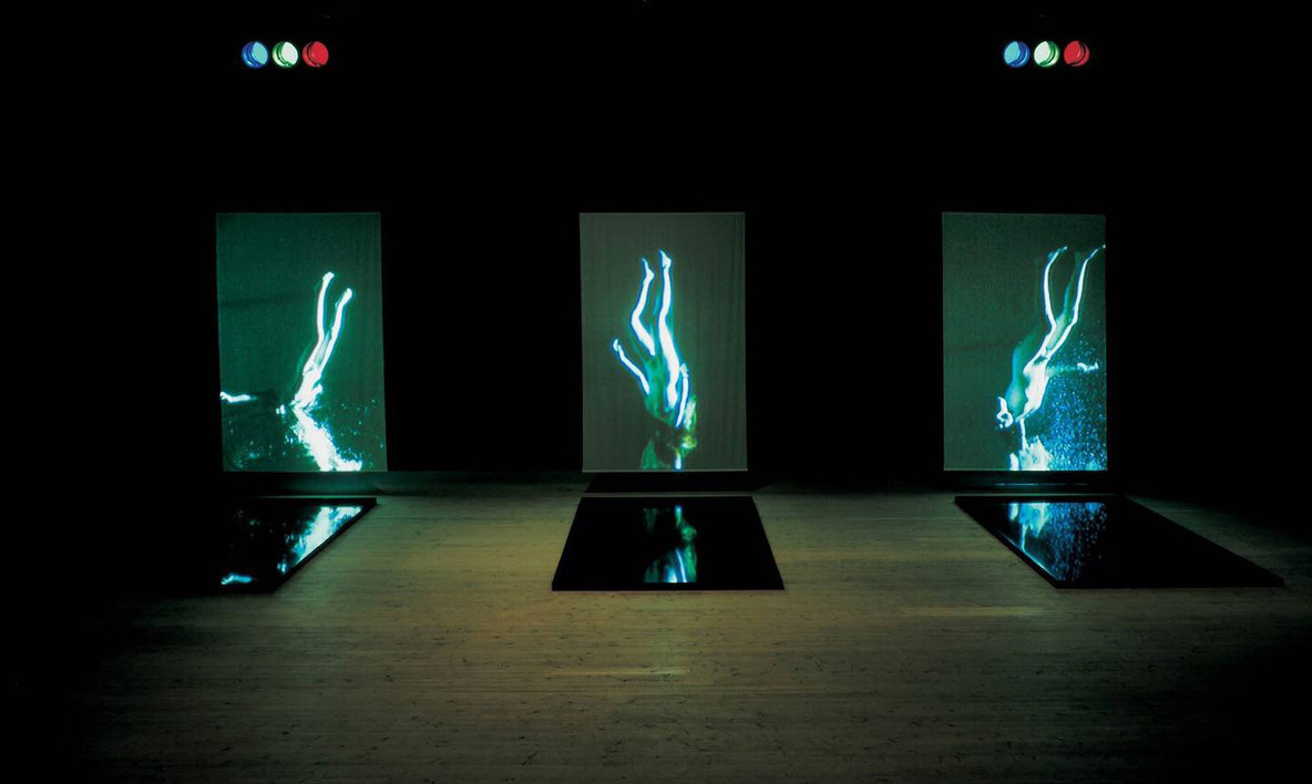 Bill Viola. Stations. 1994. Five-channel video (color, sound), five granite slabs, and five projection screens
