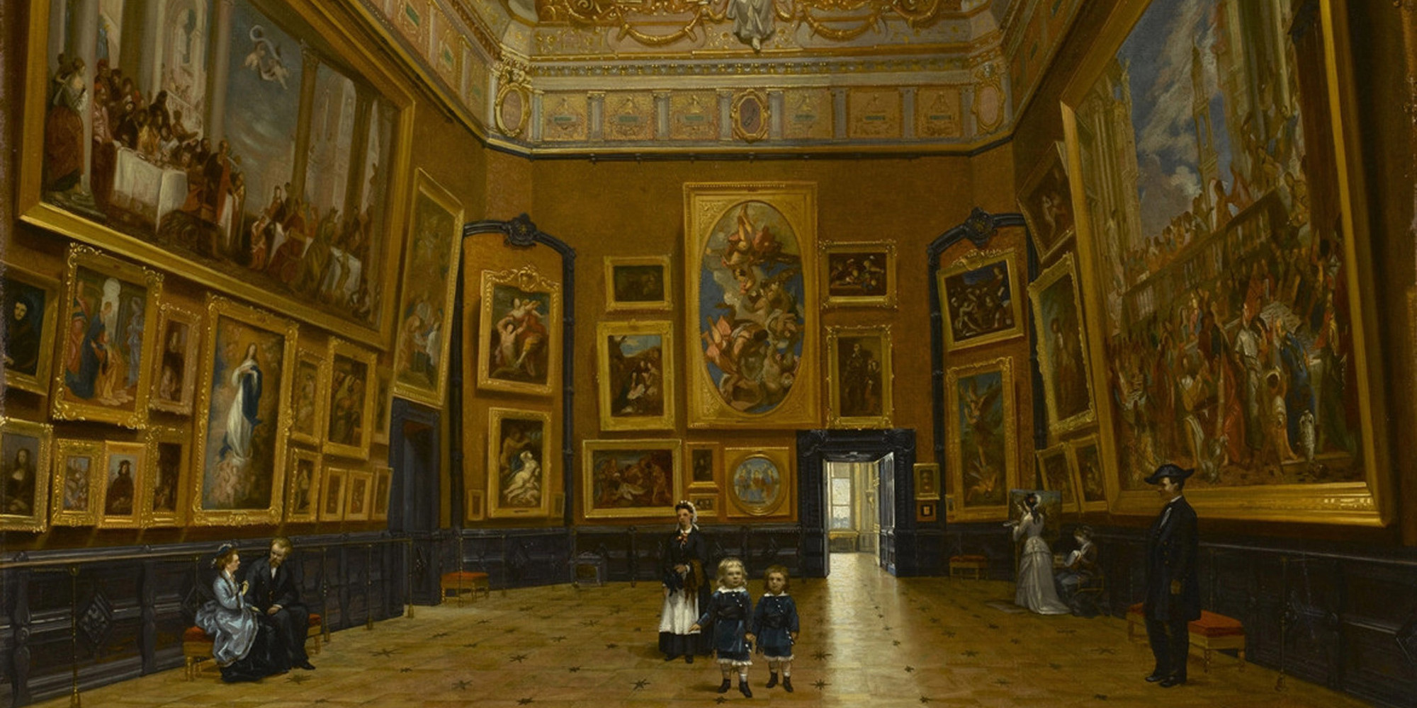K. Lucjan Przepiórski. The Salon Carré in the Louvre. 1875. Oil on canvas, 28 3/4 × 36 1/4" (73 × 92 cm). Louvre Museum, Paris