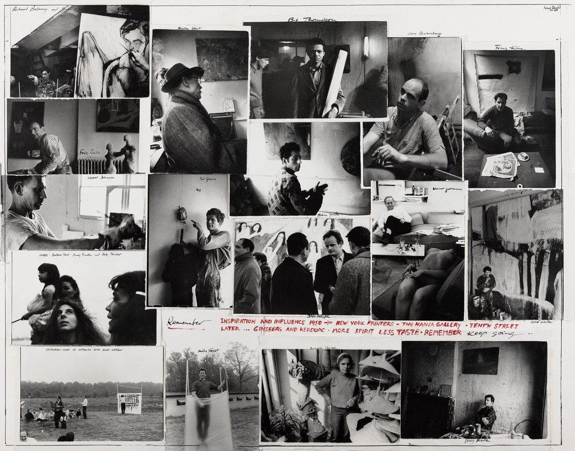 Robert Frank. 10th Street Painters. 1985. Seventeen gelatin silver prints and ink on board