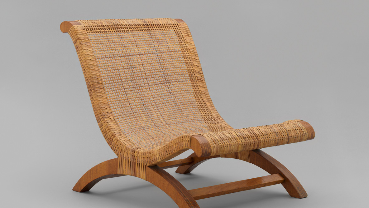 Clara Porset. Butaque. c. 1957. Laminated wood and woven wicker, 28 3/4 × 25 13/16 × 33 7/16&#34; (73 × 65.6 × 84.9 cm). Gift of The Modern Women&#39;s Fund
