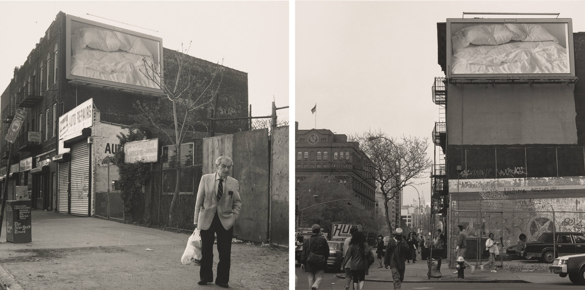 Felix Gonzalez-Torres. “Untitled”. 1991. Installed at 157 Kings Highway, Brooklyn (left), and 27 Cooper Square, Manhattan (right), as part of Projects 34: Felix Gonzalez-Torres