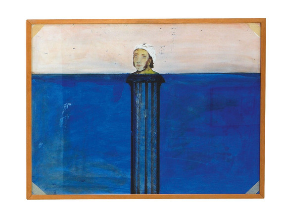 Zeichnung für Alain Colas (Drawing for Alain Colas). 1989. Collage with ink on paper