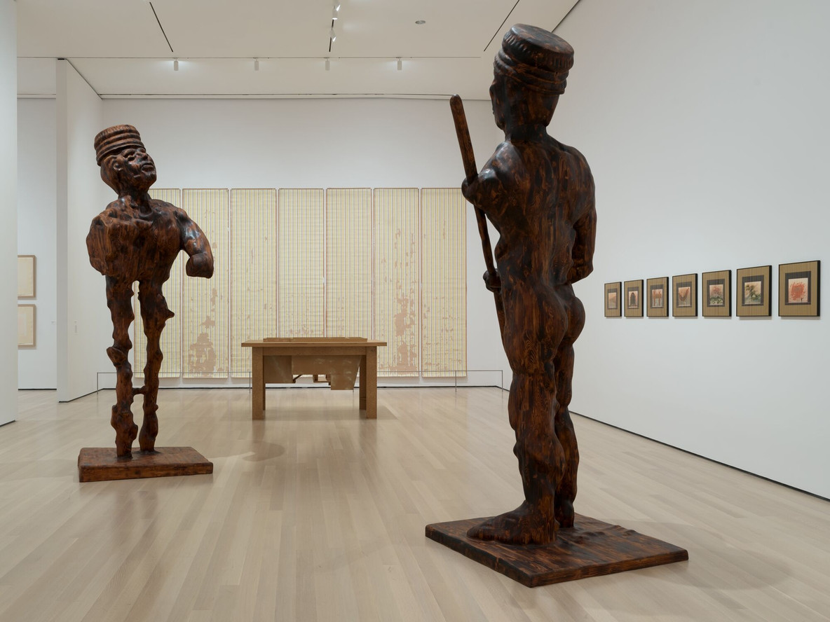 Installation view of Krieger. 2012. Wood Installation view of the exhibition *Thomas Schütte,” September 29, 2024 - January 18, 2025.