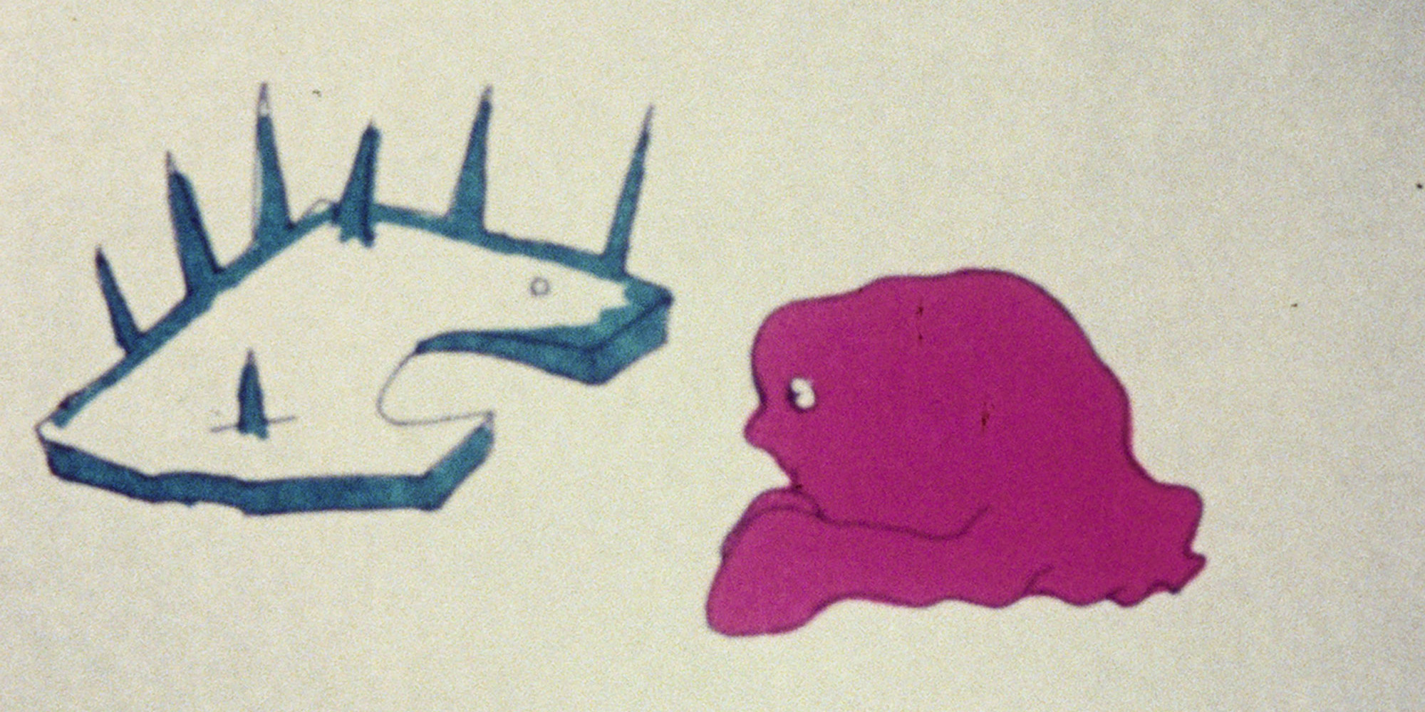 Maria Lassnig. Still from Encounter. 1970. Film, 1 min. The Museum of Modern Art, New York
