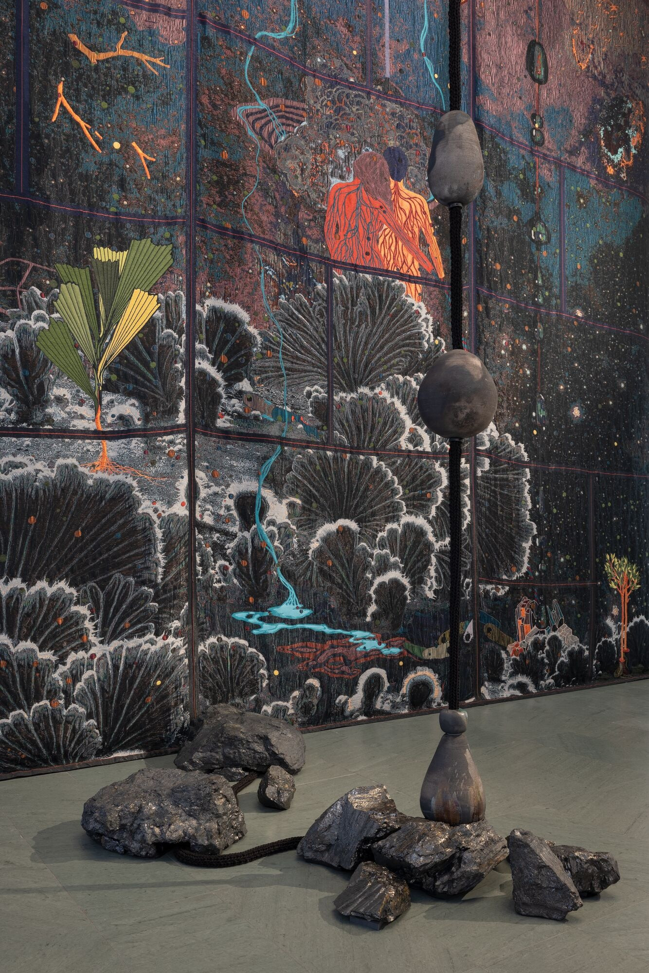 Installation view of the exhibition *Otobong Nkanga: Cadence*, October 10, 2024 - July 27, 2025. The Museum of Modern Art, New York. Photo: Emile Askey. Digital Image © 2024 The Museum of Modern Art, New York