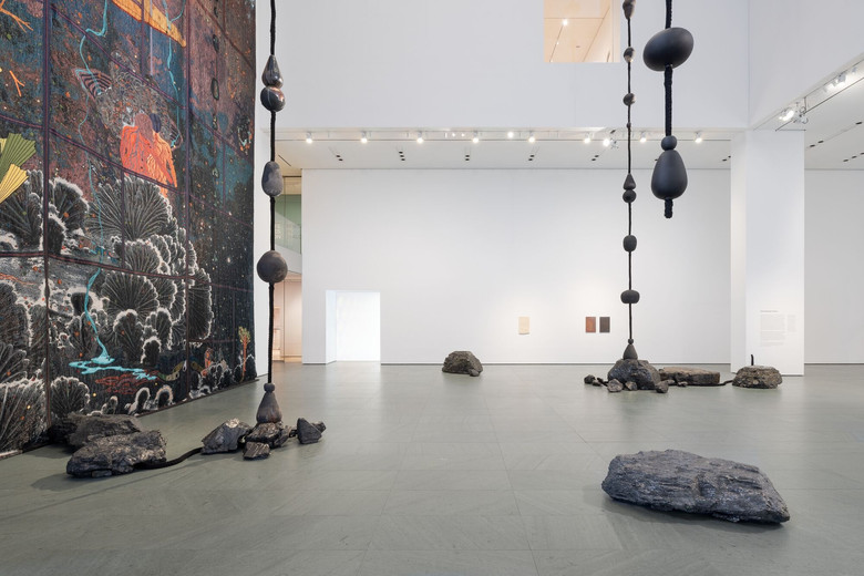 Installation view of the exhibition Otobong Nkanga: Cadence, October 10, 2024 - July 27, 2025. The Museum of Modern Art, New York. Photo: Emile Askey. Digital Image © 2024 The Museum of Modern Art, New York