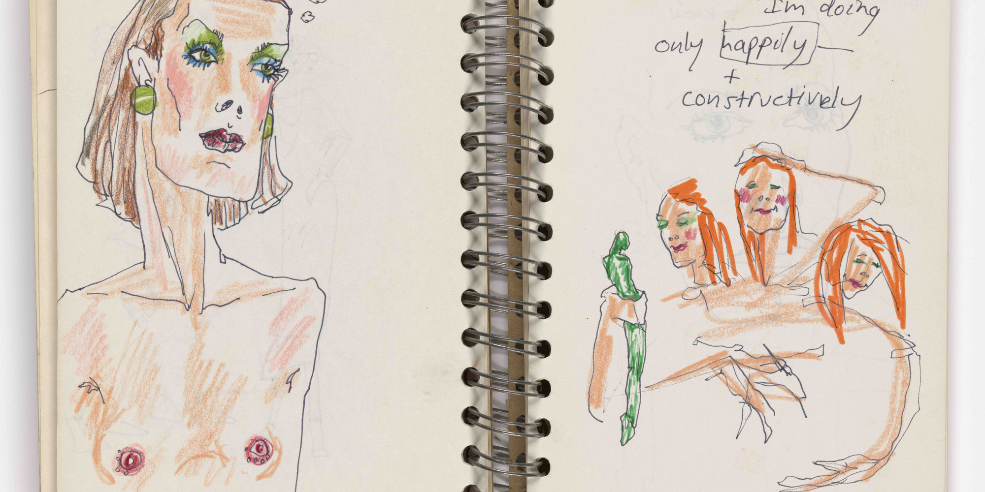 Greer Lankton. Journal #2 Sketchbook (September 1977). 1977. Pen, marker, and pastel on paper in spiral-bound sketchbook, 8 1/2 × 6 1/2 × 3/4" (21.6 × 16.5 × 1.9 cm). The Museum of Modern Art, New York. Gift of Joyce Randall Senechal