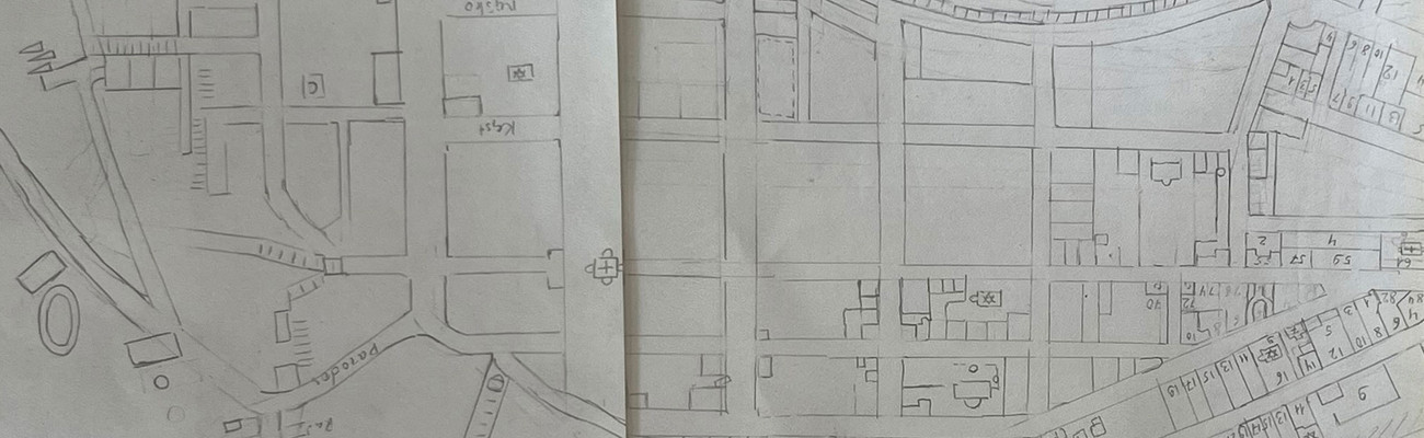 Kaunas, Lithuania, circa 1941. (From an unfinished map by Marija Oniščik, 2022)