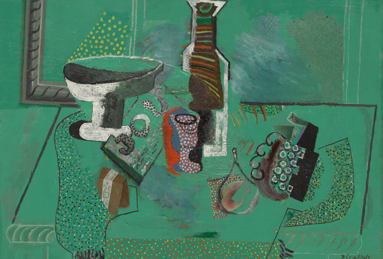 Pablo Picasso. Green Still Life. Avignon, summer 1914. Oil on canvas. The Museum of Modern Art, New York. Lillie P. Bliss Collection. © 2024 Estate of Pablo Picasso/Artists Rights Society (ARS), New York